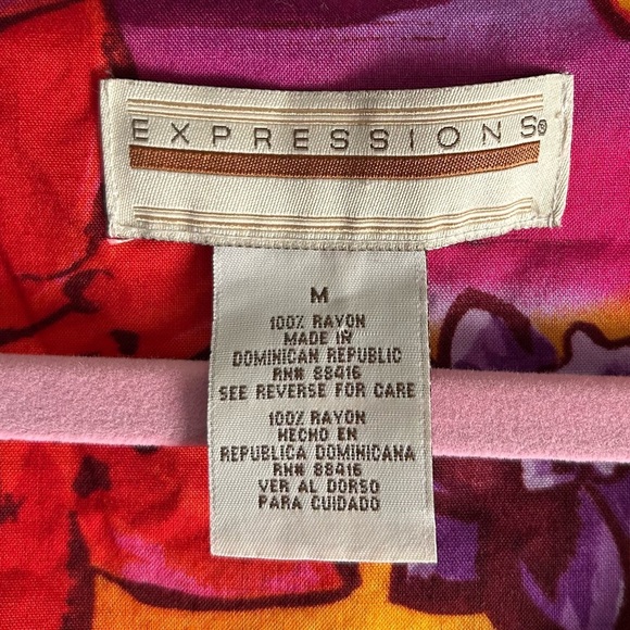 Vintage 90s tropical button down playsuit romper Sz Medium Red Purple - Picture 4 of 4